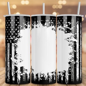 Correctional Flag Gray Line Add Your Own Text for Straight/Tapered Tumbler PNG Sublimation Design- 20oz Skinny Tumbler