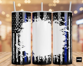 Back the Blue American Flag Add Own Your Text for Straight/Tapered, Tumbler PNG Sublimation Design- 20oz Skinny Tumbler