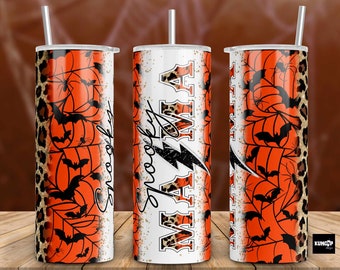Spooky Mama Halloween Tumbler Wrap: 20oz Skinny Tumbler PNG (Digital Download)