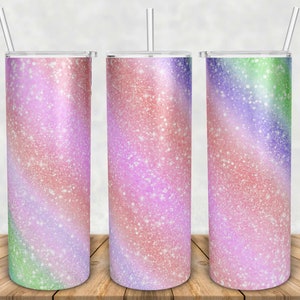 Pastel Rainbow Glitter Ombre Tumbler Design (Digital Download)