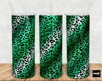Green Leopard Print 20oz Skinny Tumbler Sublimation (Digital Download)