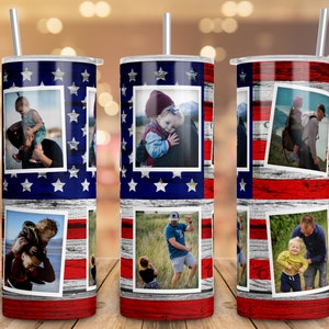 American Flag Photo Frame Tumbler Template: Sublimation PNG (Digital Download)