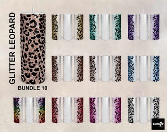Kleuren Glitter Leopard Bundle Print Voeg je eigen tekst naam sublimatie, Glitter Leopard Print- 20oz Skinny Tumbler