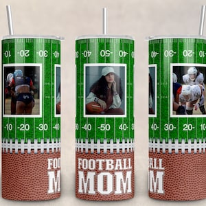 American Football Mom Photo Tumbler Wrap, Football Mom PNG - 20oz Skinny Tumbler