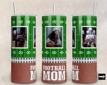 Football Mom Photo Tumbler Wrap: 20oz Skinny Tumbler PNG (Digital Download)