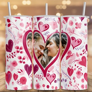 Valentine&#39;s Day Tumbler Wrap: Red Hearts Photo Design (Digital File)