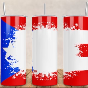 Puerto Rico Flag Flag Wood Add Your Own Text for Straight/Tapered Tumbler PNG Sublimation Design- 20oz Skinny Tumbler