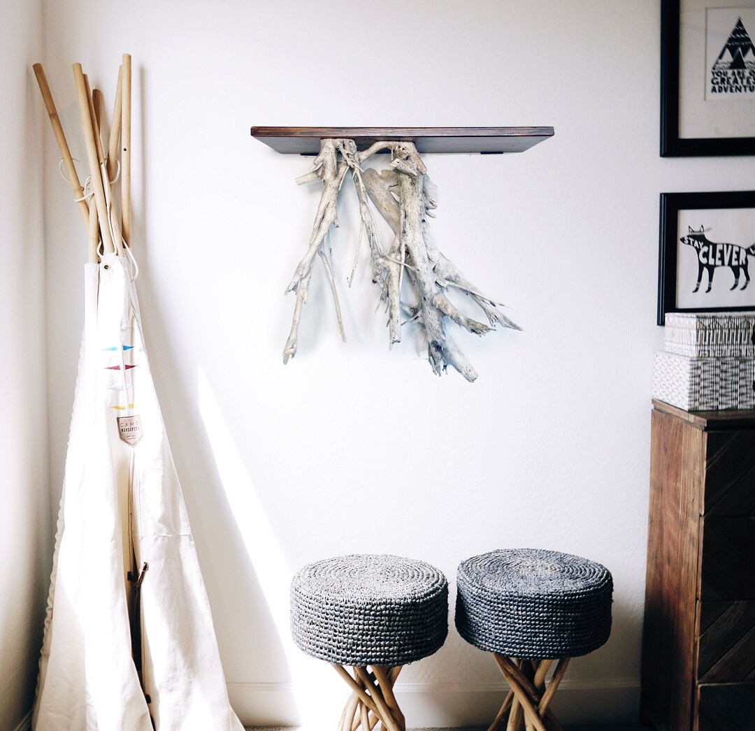 Driftwood Floating Shelf Drift Wood Wall Décor Costal Vibes Natural Floating Shelf Unique Wall
