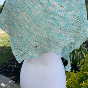 Handmade Merino Wool Knitted Wrap: Asymmetrical Lace Shawlette