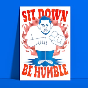 Kendrick Lamar Hip-Hop Rap Sit Down Be Humble Damn. A3 Red Blue Print Poster Art