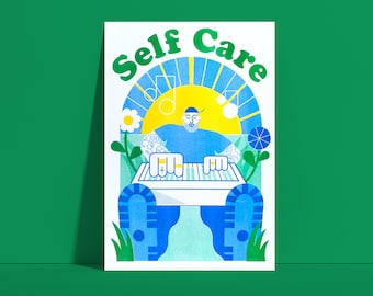 Mac Miller Self Care Hip-Hop Rap 3 Coloured Blue Yellow Riso Tribute Print A3 Poster Art