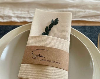Schoen dass du da bist Serviettenbanderole | Moderne Boho Tisch Deko Geburtstag, Taufe, Hochzeit, Feier