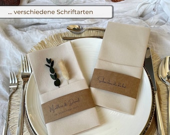 Banderole für Servietten Kraftpapier | Deko Hochzeit personalisiert | Bride to be Tischdeko | Boho Hochzeit Hochzeitsdeko vintage style