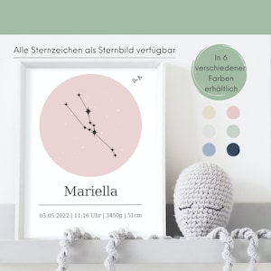 Sternbild Geburt, personalisiertes Sternposter zur Geburt | Sternenhimmel Poster