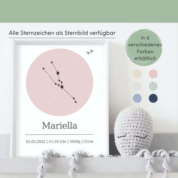 Sternbild Geburt, personalisiertes Sternposter zur Geburt | Sternenhimmel Poster