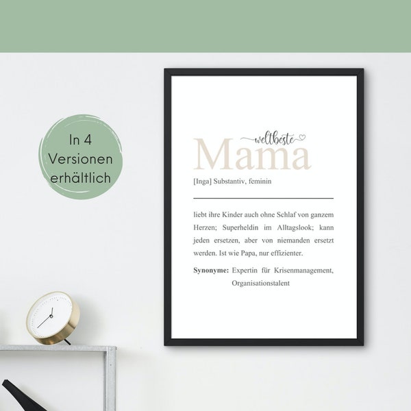 Weltbeste Mama | Geschenk Muttertag Mama | Definition Mama Poster | Beste Mama