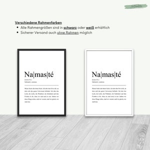 May include: Two black framed prints with white backgrounds and the word "Nalmas t&eacute;" in bold black text. The text below the word is in smaller black text and describes the meaning of the word.
