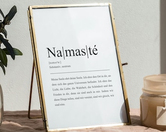 Poster "Namaste" Yoga Definition Premium Print - With or without picture frame