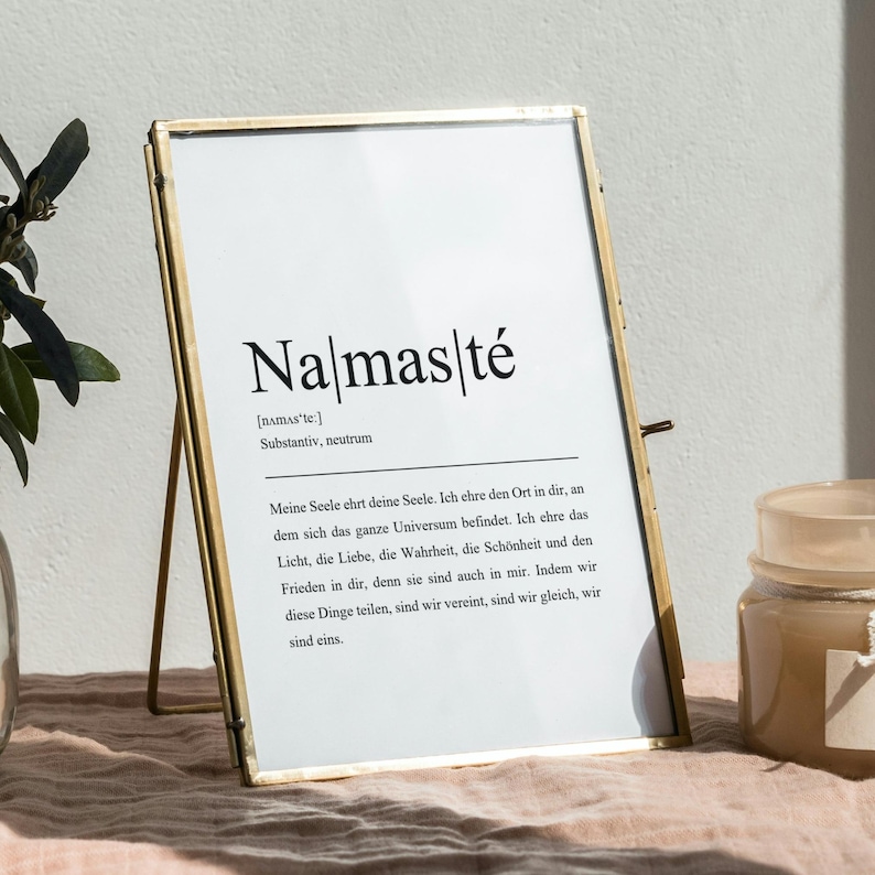 Poster "Namaste" Yoga Definition Premium Print - With or without picture frame image 1