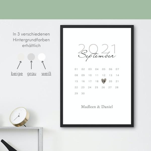 Valentinsposter personalisiert | Geschenkidee Mann oder Frau zum Jahrestag, Hochzeit, Verlobung | Kalenderbild