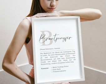 Bridesmaid wall art with definition, bride team gift idea, Will you be my bridesmaid request, quality print on 250g paper