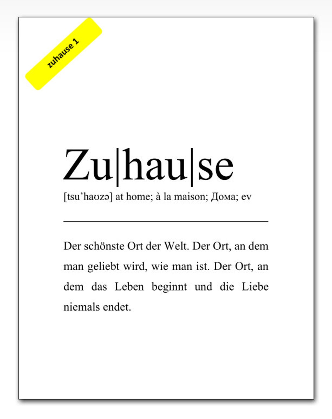 Zuhause Poster Wand Bild Definition Zuhause Geschenk zum Etsy