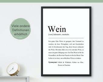 Definition of wine - I don't say no to wine - poster/picture with description wine as a gift