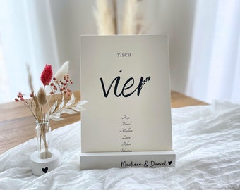 Wedding table decoration Individual table number with stylish card holder and dried flowers - pampas grass, eucalyptus, phalaris, gypsophila