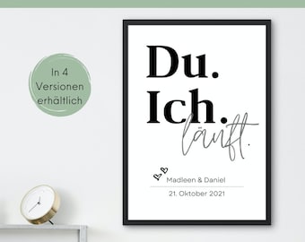 Du Ich läuft Poster personalisiert | Personalisiertes Couple Bild mit Namen | Geschenk für Partner, Liebesbild für Partner