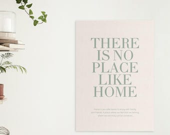 Home Canvas "There Is No Place Like Home" - Heartwarming family gift beige green