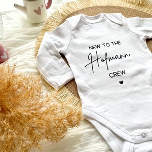 Personalized New to the Crew Baby Bodysuit | Announce a new crew member with a personalized onesie | Surprise for the birth