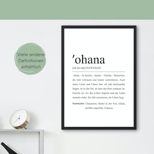 Ohana, La Familia, Family, Family Definition - Description of the perfect family as a Hawaiian style poster