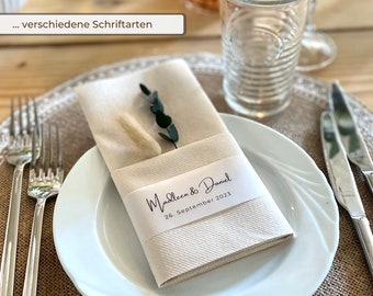 Banderole für Servietten transparent | Deko Hochzeit personalisiert | Bride to be Tischdeko | Boho Hochzeit Hochzeitsdeko pergament