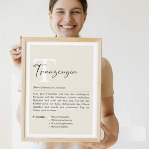 Trauzeugin Definition Geschenk, personalisiertes Poster in edlem Design für deine beste Freundin zur Hochzeit