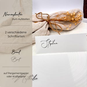 Hochzeit Namensschilder zum Aufstellen | Elegante Namenskärtchen aus Transparentpapier, Kraftpapier | Personalisierte Tischkarten