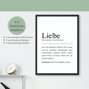 Definition Liebe als Geschenkidee | Beschreibung Liebe als personalisiertes Poster für Sie & Ihn