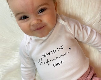 New to the crew Baby Body personalisierbar | Neues Crew Mitglied mit einer personalisierten Strampler verkünden | Überraschung zur Geburt