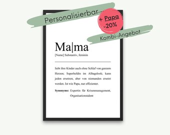 Poster Mama | Geschenk Muttertag Mama | Definition Mama Poster | Beste Mama