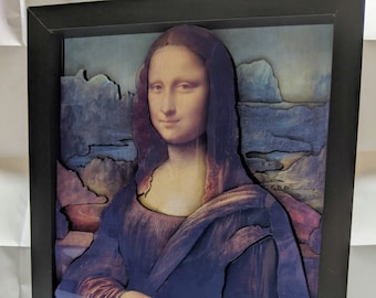 Mona Lisa Reproduction Print - 3D Shadow Box (8&quot; x 10&quot;) - Da Vinci Print Mona Lisa Gift Idea Housewarming | Living Room Prints