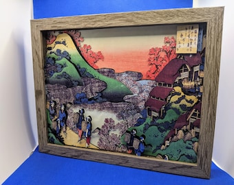 Japanese Woodblock Art 3D Shadow Box – Hundred Poems by One Hundred Poets: Sarumaru Dayu by Katsushika Hokusai (8&quot;x10&quot;) | Ukiyo-e Art