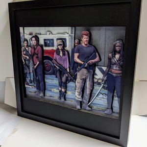 The Walking Dead - 3D Shadow Box (12&quot; x 12&quot;) | TWD on canvas | Fan Art | modern canvas art | Fan Gift