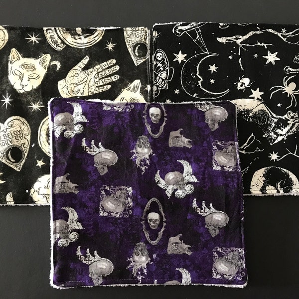 Gothic Makeup Wipes / Reusable Wipes / Face Cloth / Pouch included
