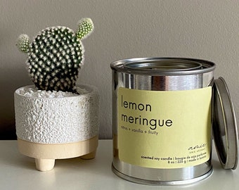 Lemon Meringue | Citrus + Vanilla + Fruity | 8 oz Hand Poured Scented Soy Wax Candle | Natural + Vegan Friendly Gift