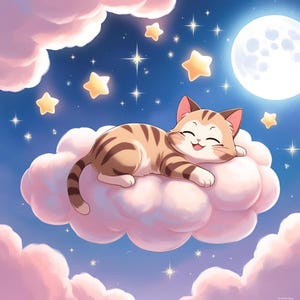 Cute Sleeping Anime Cat Stickers
