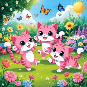 Adorable anime pink cat stickers