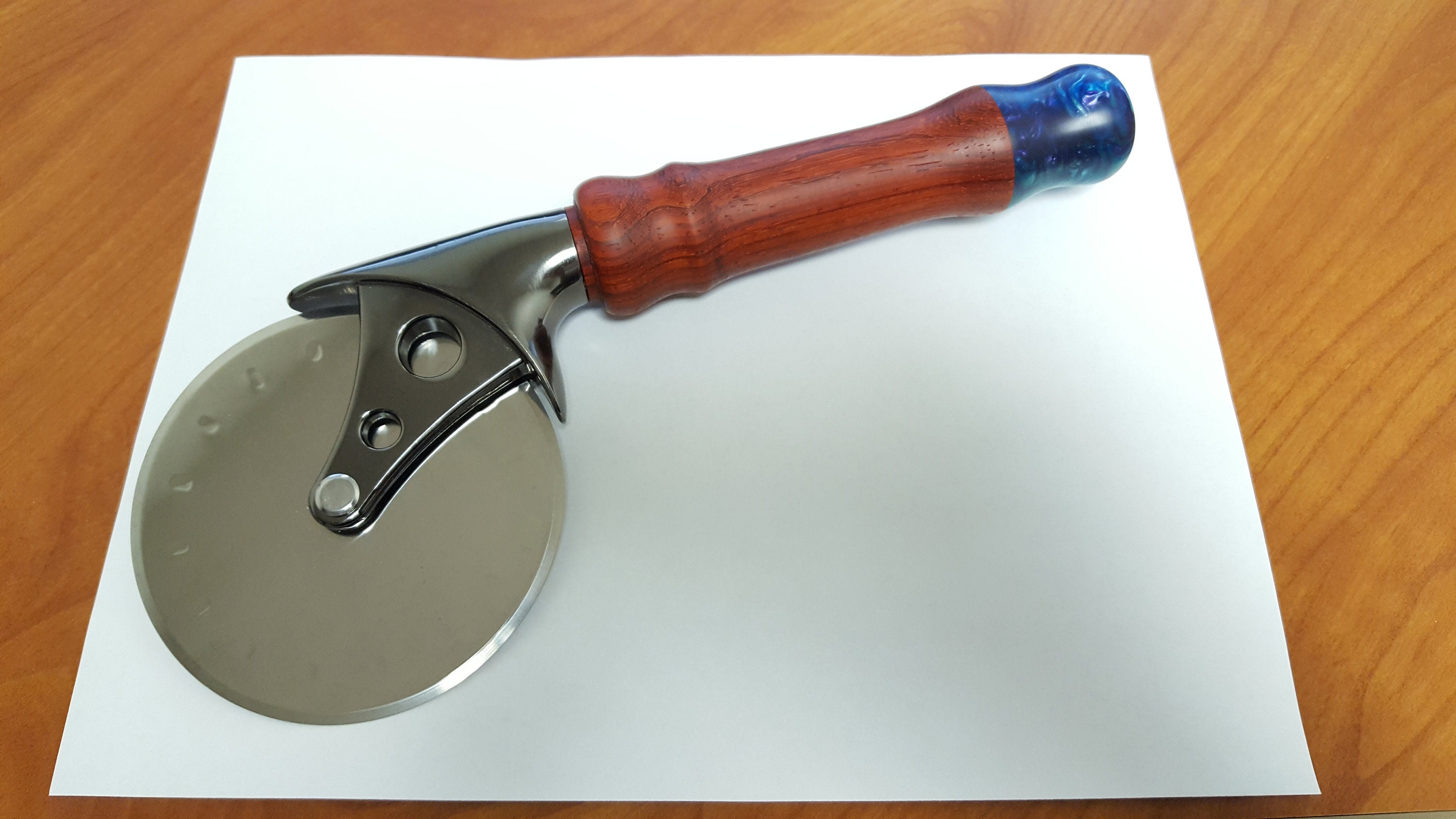 Pizza Cutter w/ Wood/Acrylic Handle Etsy