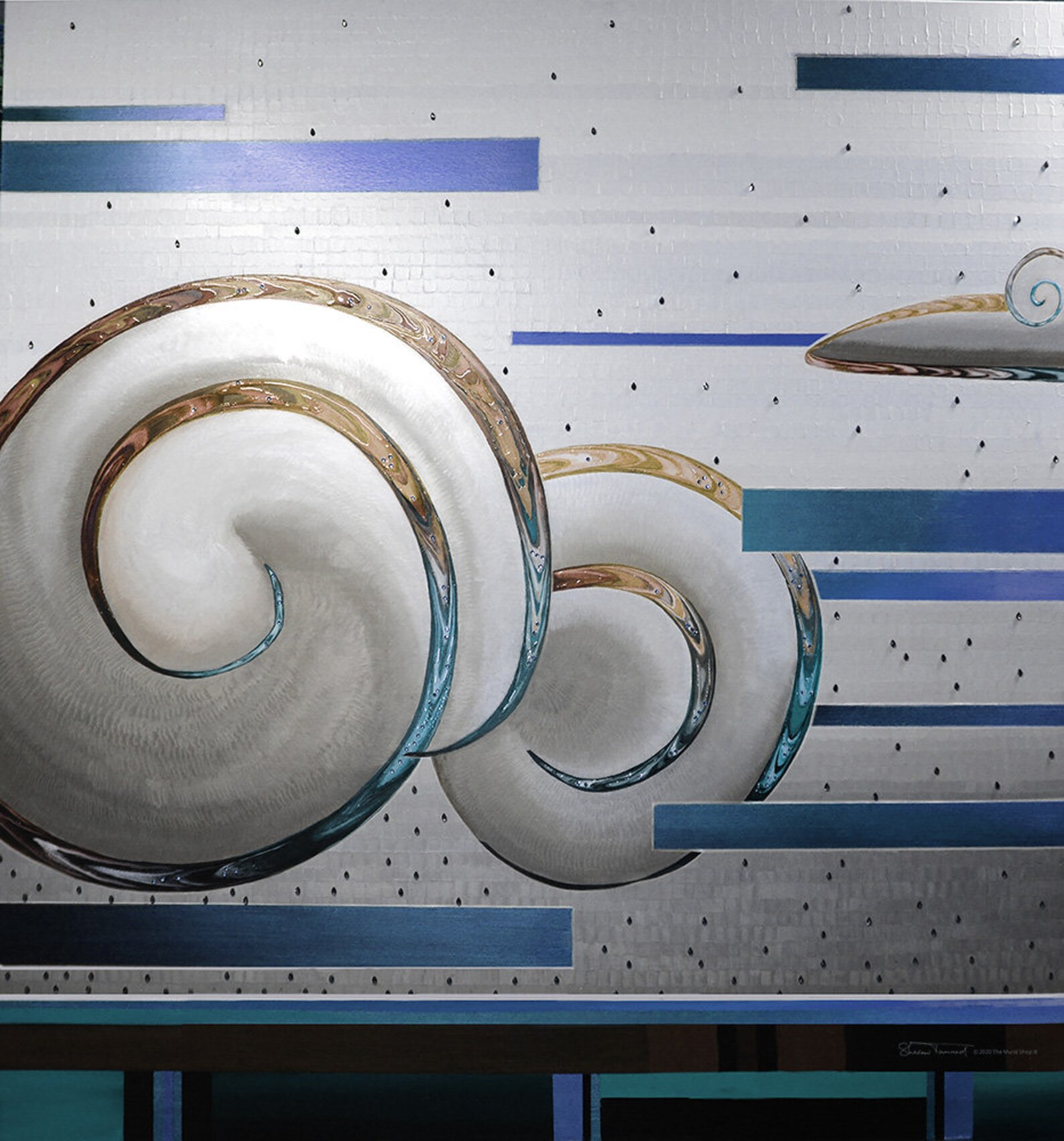 Blue Aurora peel and Stick Ceiling Mural Original Art by the Etsy