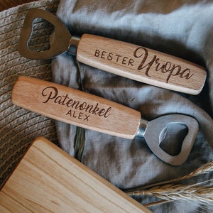 Personalized bottle opener made of wood "beech" / gift for great-grandpa / godfather gift / bottle opener with engraving