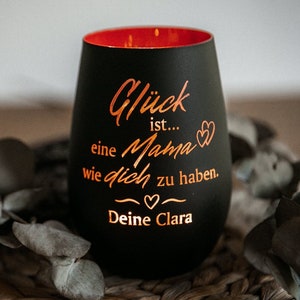 Personalisiertes Windlicht für Mama - Geschenk zum Muttertag "Glück ist eine Mama wie dich zu haben" + Wunschname