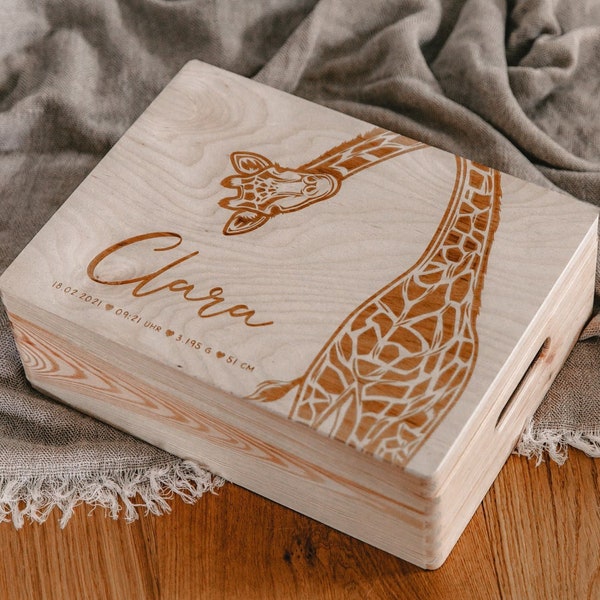 Baby Memory Box / Gepersonaliseerde Kinder Memory Box / 3 maten / Giraffe / Kerstcadeau voor kinderen